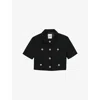 Sandro Cropped Jacket In Noir / Gris