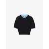Sandro Womens Navy Blue Short-sleeved Knitted Wool Jumper In Blue