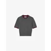 Sandro Womens Grey Short-sleeved Knitted Wool Jumper In Gray