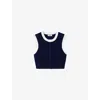 Sandro Womens Navy Blue Sleeveless Cropped Knitted Cardigan In Brown