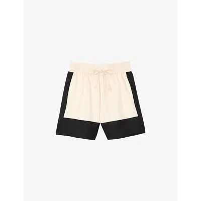 Sandro Womens Slip-pocket Straight-leg Regular-fit Linen-blend Shorts Naturels