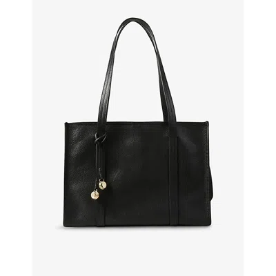 SANDRO WOMENS NOIR / GRIS SOFT LEATHER SHOPPING TOTE BAG