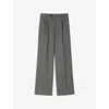 Sandro Womens Grey Straight-leg High-rise Stretch Wool-blend Trousers In Gray