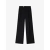 Sandro Womens Black Straight Pressed-crease Wool Trousers In Black