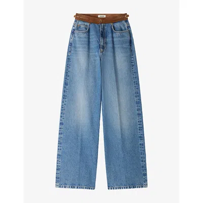 Sandro Womens  Straight-leg High-rise Denim Jeans In Blue Jean