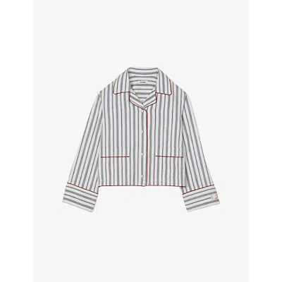Sandro Bellissima Striped Button-front Shirt In Bleus