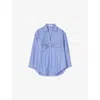 Sandro Cotton Stripe Bow Shirt In Blue