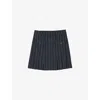 Sandro Womens Bleus Striped Pleated Woven Mini Skirt