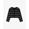 Sandro Embellished Cardigan In Noir / Gris