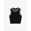 Sandro Womens  Stud-embellished Wool And Cashmere Waistcoat In Noir / Gris