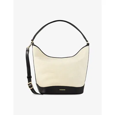 SANDRO WOMENS NATURELS TANGOSO CANVAS BUCKET BAG