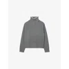 Sandro Womens Grey Turtleneck Ribbed Wool And Cashmere-blend Jumper In Gray