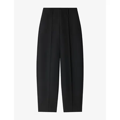 Sandro Womens  Tweed Barrel-leg Wool-blend Trousers In Black
