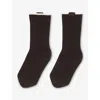 Sandro Womens Brown Two-tone Knee-high Wool And Cashmere-blend Socks In Brown
