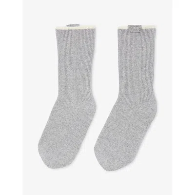 Sandro Womens Grey Two-tone Knee-high Wool And Cashmere-blend Socks In Gray