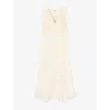 Sandro Womens V-neck Pleated-skirt Woven Maxi Dress Naturels In Naturels