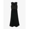 Sandro Montaigne Mixed Media Maxi Dress In Noir / Gris