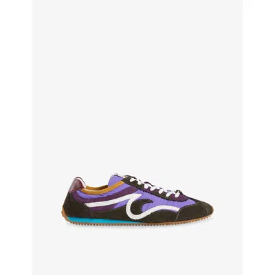 Sandro Womens  Wave Suede And Woven Trainers In Purple