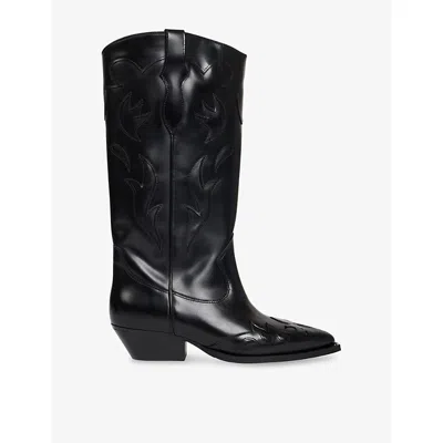Sandro Womens  Western Knee-high Leather Boots In Black