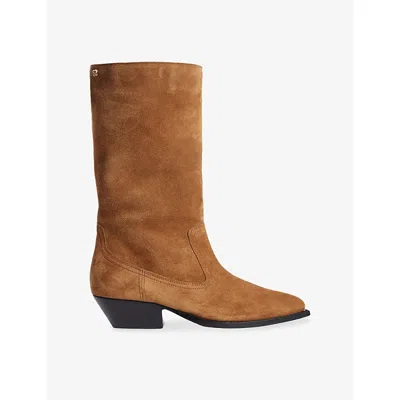 Sandro Womens  Western Knee-high Suede Boots In Multi