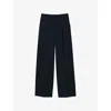Sandro Womens Wide-leg High-rise Wool-blend Suit Trousers Bleus In Bleus