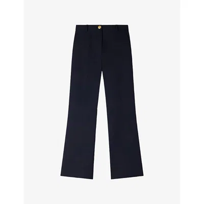 Sandro Womens  Wide-leg High-rise Wool-blend Trousers In Black