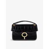 Sandro Womens  Yza Crocodile-embossed Leather Shoulder Bag In Noir / Gris