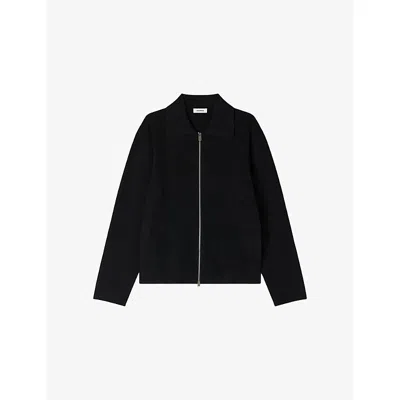 Sandro Womens Black Zipped Regular-fit Stretch-knit Cardigan