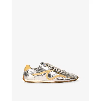 Sandro Womens  Lightwave Metallic-leather Trainers In Silver