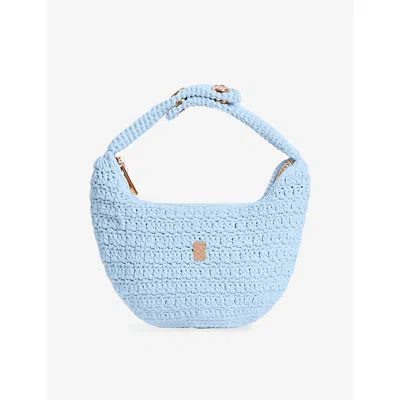 Sandro Womens Sky Blue Branded Crochet Mini Bag