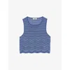 Sandro Womens Bleus Sleeveless Cropped Knitted Top In Bleus