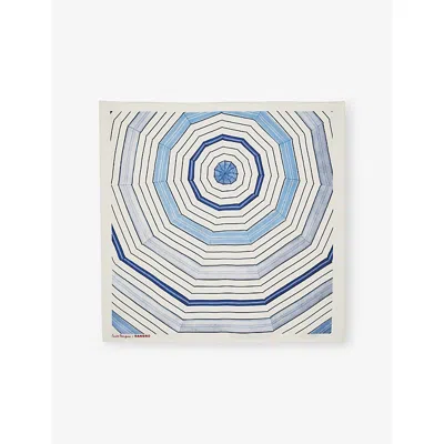 Sandro Womens Bleus Spiral Square Silk Scarf