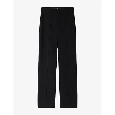 Sandro Womens Straight-leg High-rise Stretch-woven Trousers Black