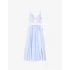 Sandro Striped Maxi Dress In Bleus