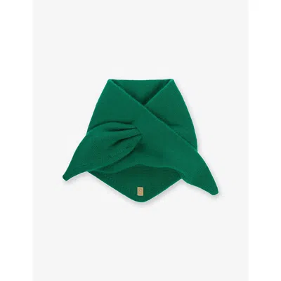 Sandro Womens Stripe Wool And Cashmere Scarf Green