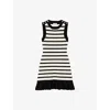 Sandro Womens Striped Sleeveless Knitted Mini Dress Naturels In Naturels