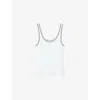 Sandro Womens  Striped-trim Ribbed Cotton Vest Top In Noir / Gris