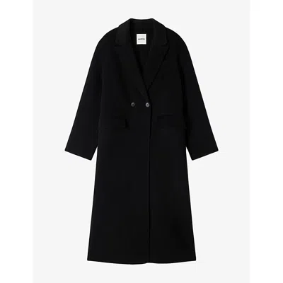 Sandro Womens Studded Double-face Wool Coat Black