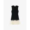 Sandro Womens Black / Ecru Two-tone Sleeveless Stretch-knit Mini Dress In Black