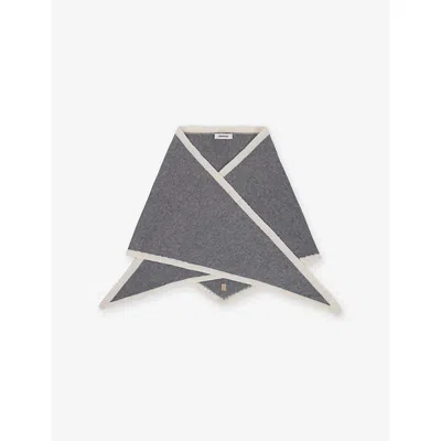 Sandro Womens Two-tone Wool And Cashmere Triangle Scarf Grey / Ecru In Gray
