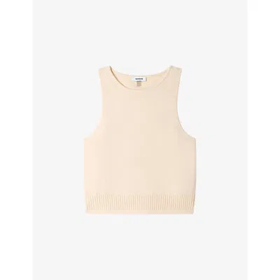 Sandro Womens Vanilla Round-neck Sleeveless Wool And Cashmere Jumper In Neutral