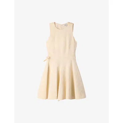 Sandro Womens Vanilla Sleeveless Floral Woven Mini Dress In Neutral