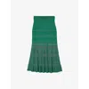 Sandro Womens  High-rise Decorative-stitch Knitted Midi Skirt In Verts