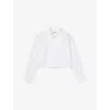 Sandro Womens Bow-embellished Cropped Cotton Shirt White In White