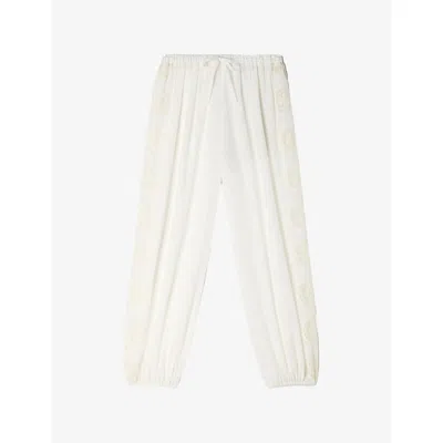 Sandro Womens  Wide-leg Crinkled Woven Trousers In White