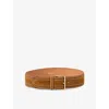 Sandro Womens Wide Buckle Suede Belt Naturels In Naturels
