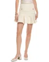 Sandro Ruffled Bouclé-tweed Mini Skirt In White