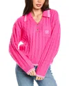 Sandro Embroidered Wool And Cashmere-blend Sweater In Pink