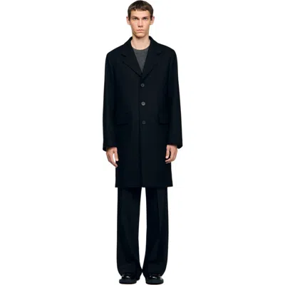 Sandro Wool And Cashmere Coat In Black