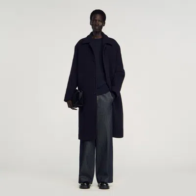 Sandro Wool And Cashmere Coat In Blue